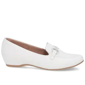 Loafer Branco Couro Salto Embutido 35