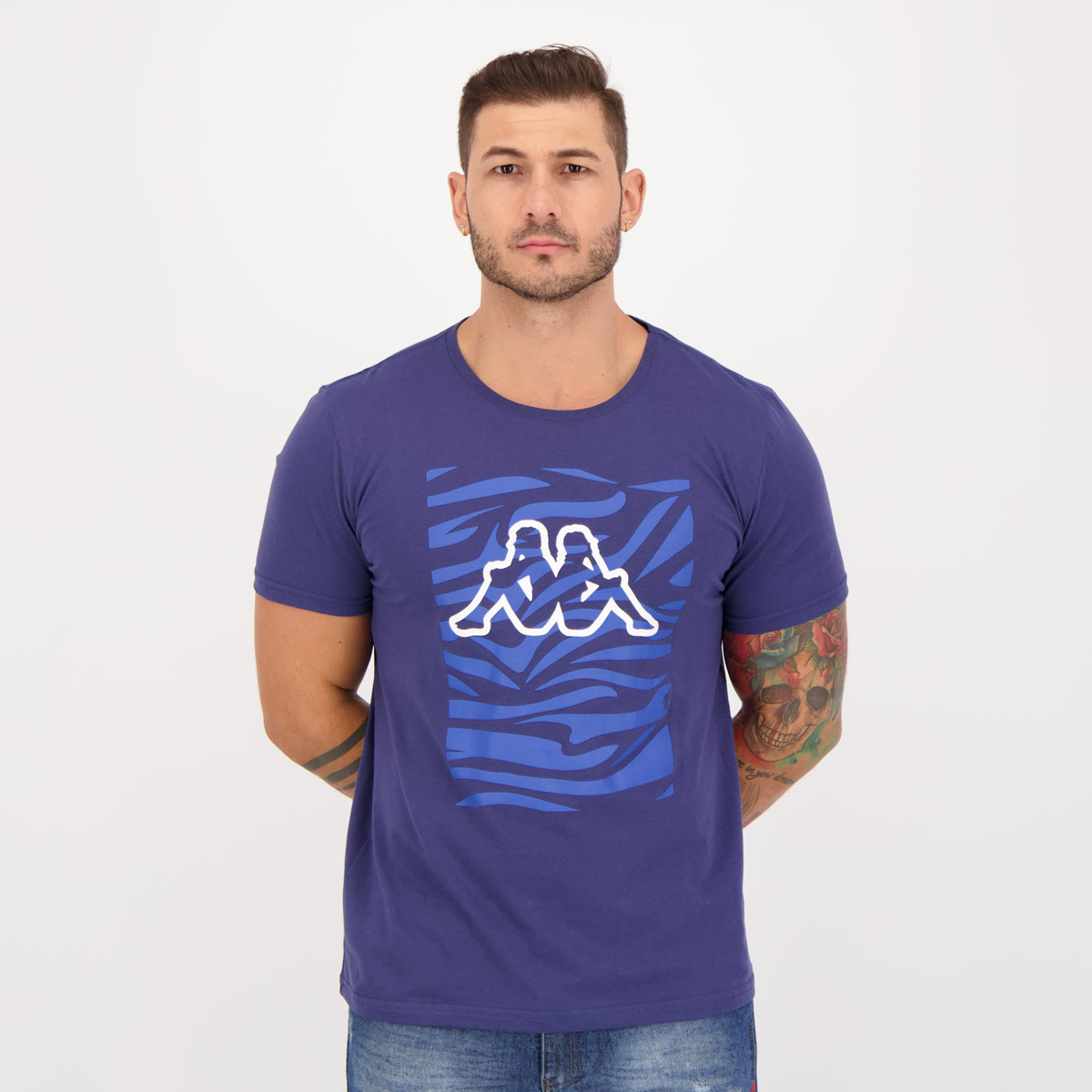 Camiseta Kappa Estampada Zebra Marinho