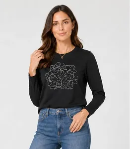 Blusa Manga Longa Feminina Molicotton Infinita Cor Preto P