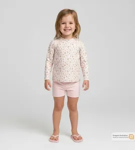 Camiseta de Praia/Piscina Floral UV50+ Rosa - 2
