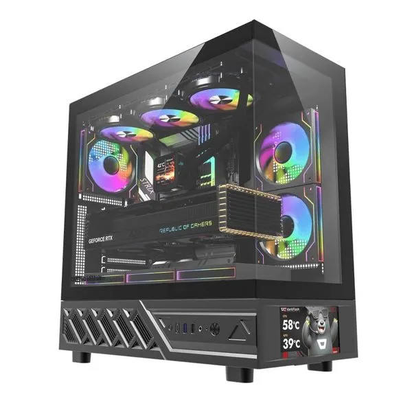 Gabinete Gamer Darkflash DS950V ATX Lateral de Vidro Tela IPS ARGB Preto