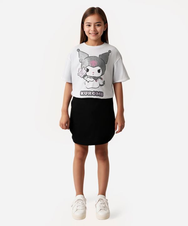 short saia juvenil com fenda preto 16