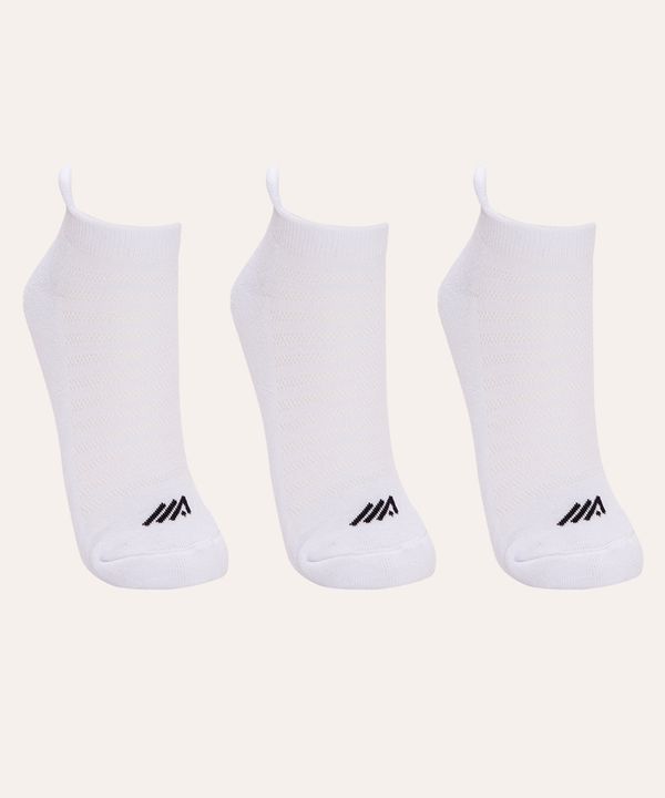 kit de 3 meias esportivas masculinas cano baixo branco 39-43