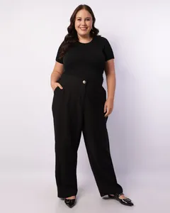 Calça Plus Size Feminina Reta com Bolsos Preta G2