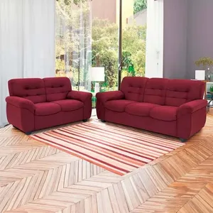 Sofá de 3 e 2 Lugares Stillus II com 154 cm e 204 de Larguras e Revestidos em Tecido Suede Linoforte Vermelho Carmin