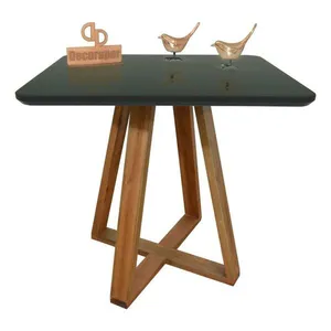 Mesa Jantar Base X Tampo Retangular Laca Com Vidro 100x70cm Preto