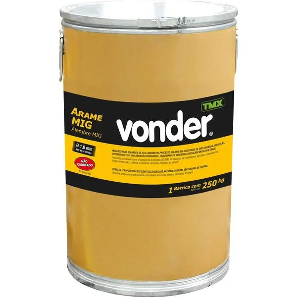 Arame MIG/MAG 1,0 mm não cobreado barrica com 250 kg VONDER