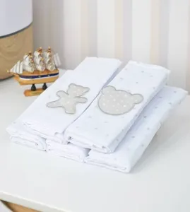 Kit Fralda Bordada com 5 unidades Cinza