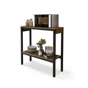 Aparador De Cozinha 2 Prateleiras Para Micro-ondas Klm Store Preto/imbuia