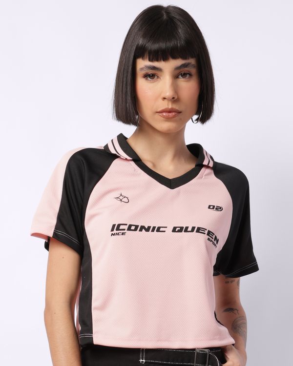 Camiseta Feminina Dry Fit Decote V Sports Rosa M