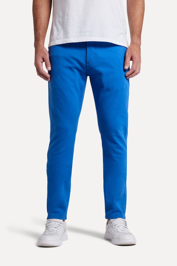 Calca 5 Pockets Moletom Azul Royal - 48