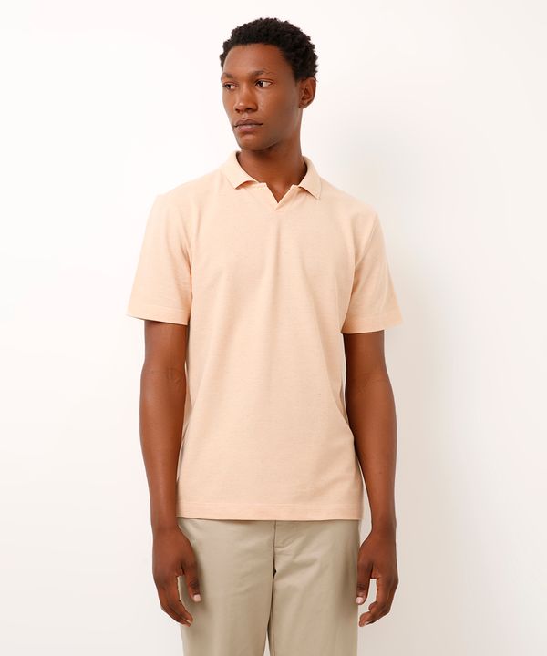 polo comfort com linho laranja G