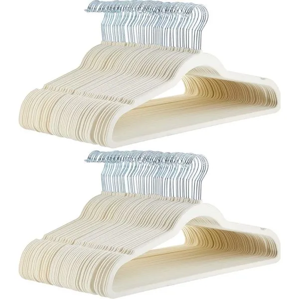 Cabides Amazon Basics Antiderrapantes Com 100 Unidades Marfim E Bege A-BI