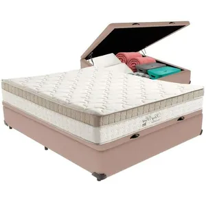 Cama Box Baú E Colchão King Best Bege Molas Ensacadas Casal Casal Bege