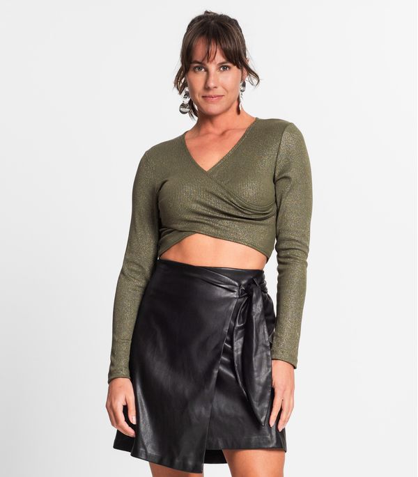 Blusa Feminina Em Ribana Canelada Lurex Rovitex Verde P