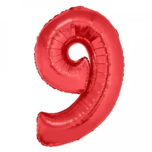 Balão Metalizado Vermelho Número 9 - 1 Metro