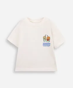 camiseta infantil de algodão summer drinks off white 5