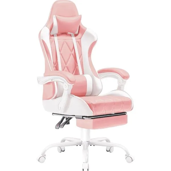 Cadeira Gamer Homall com Apoio para os Pés Rosa/Branco A-BI