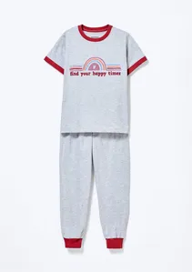 Pijama Infantil Menino Estampado Brilha no Escuro - Cinza 014