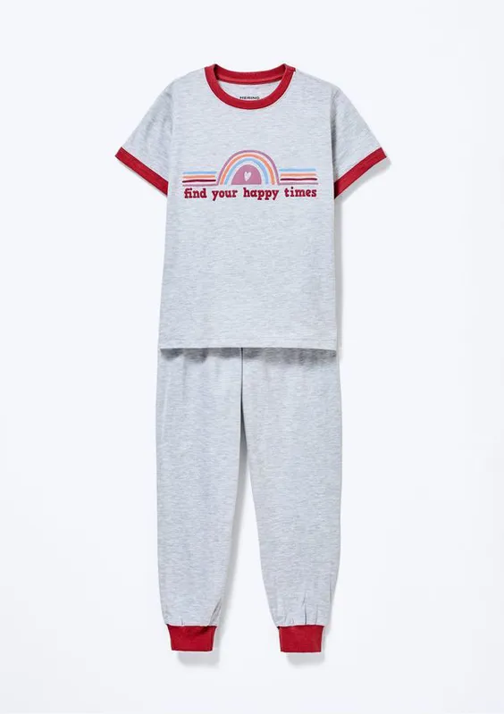 Pijama Infantil Menino Estampado Brilha no Escuro - Cinza 004