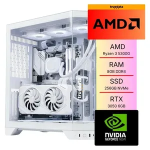 Computador Gamer Truedata AMD Ryzen 3 5300G Série 5000 8GB SSD 256GB NVMe RTX 3050 6GB Fonte 500W Branco (MP)