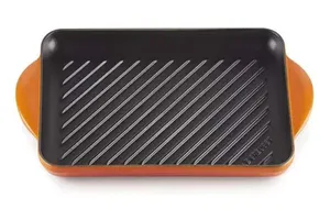 GRELHA LE CREUSET RETANGULAR 32CM TRADITIONAL Laranja