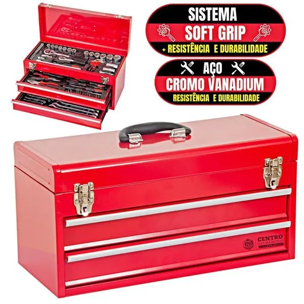 Caixa De Ferramentas Gabinete C/ 90 Peças Kajima Jfp90m