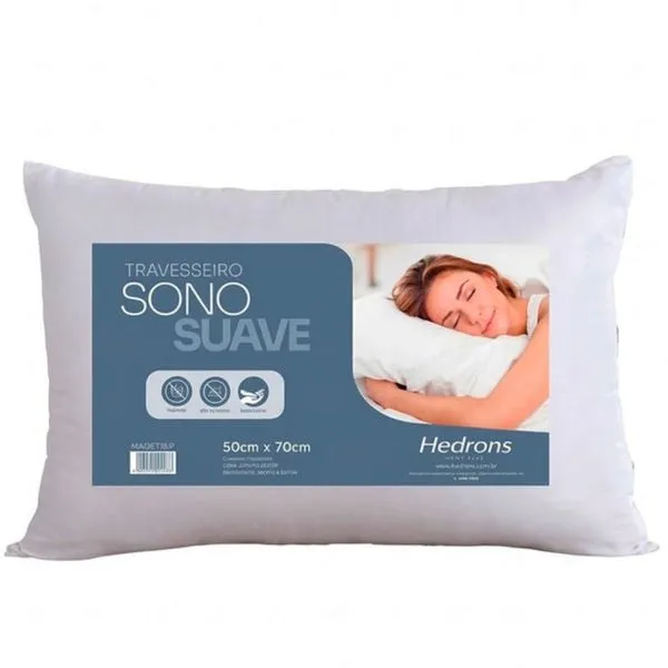 Travesseiro Sono Suave Antialérgico Em Poliester 50x70cm - TRO391 - HEADRONS Travesseiro Sono Suave Antialérgico Em Poliester 50x70cm TRO391 HEADRONS