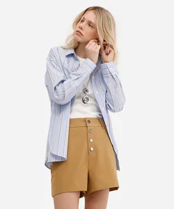 camisa feminina manga longa oversized listrada off white P
