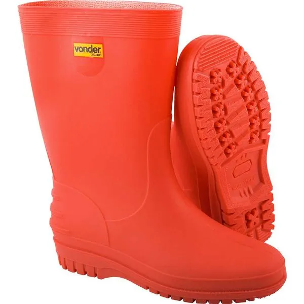 Bota de PVC Linha Boots Vermelha Cano Médio com Forro Poliéster - VONDER 36/37