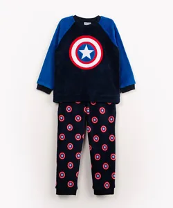 pijama infantil de inverno capitão américa azul marinho 12