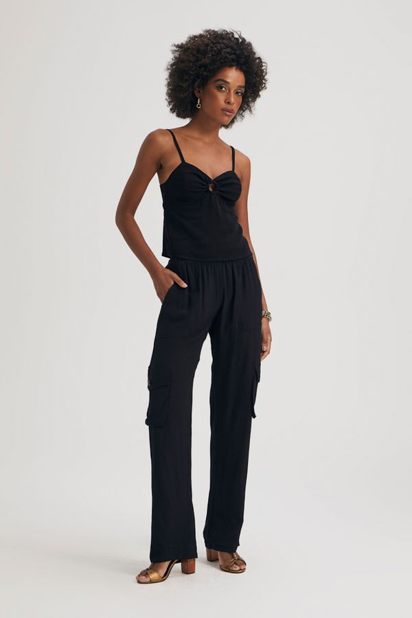 CALÇA CARGO SEDA PRETO - 36