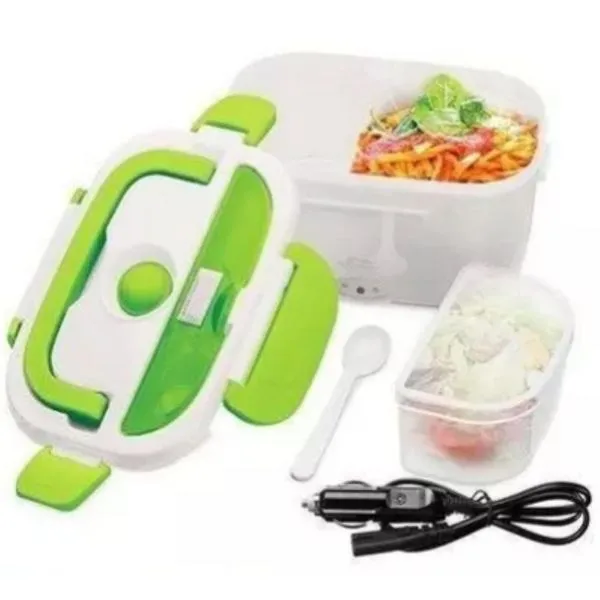 Marmita Elétrica Automática para Veículos 12V 1L 40W com Divisórias Fixas e Porta Salada Verde Draik Marmita Elétrica Automática 12v