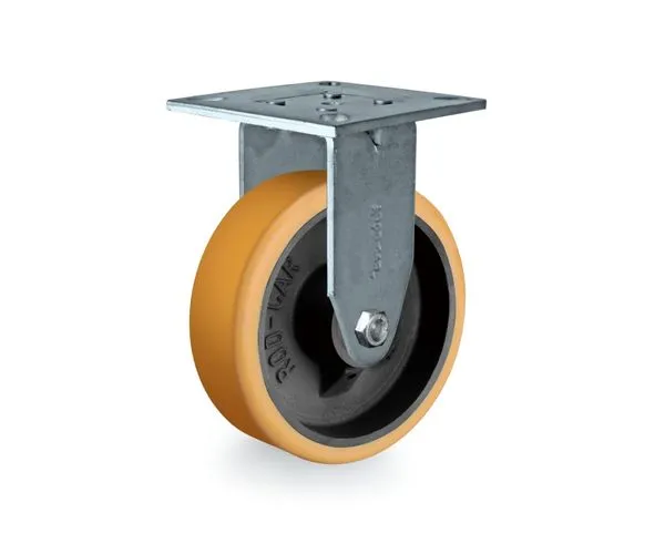 Rodízio fixo industrial leve 8" poliuretano laranja FMR 82 UFK - ROD-CAR