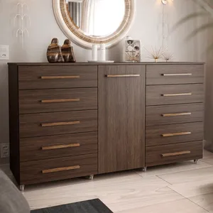 Cômoda Imperial 1 porta 10 Gavetas Com 8 Rodízios em MDP Cappuccino