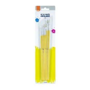 Kit de Pincéis Escolar BRW com 6 Unidades nos Tamanhos 0 2 4 6 8 e 10 para Pintura Escolar Kit de Pincéis Escolar BRW com 6 Unidades Tamanhos 0 a 10 para Pintura e Artes