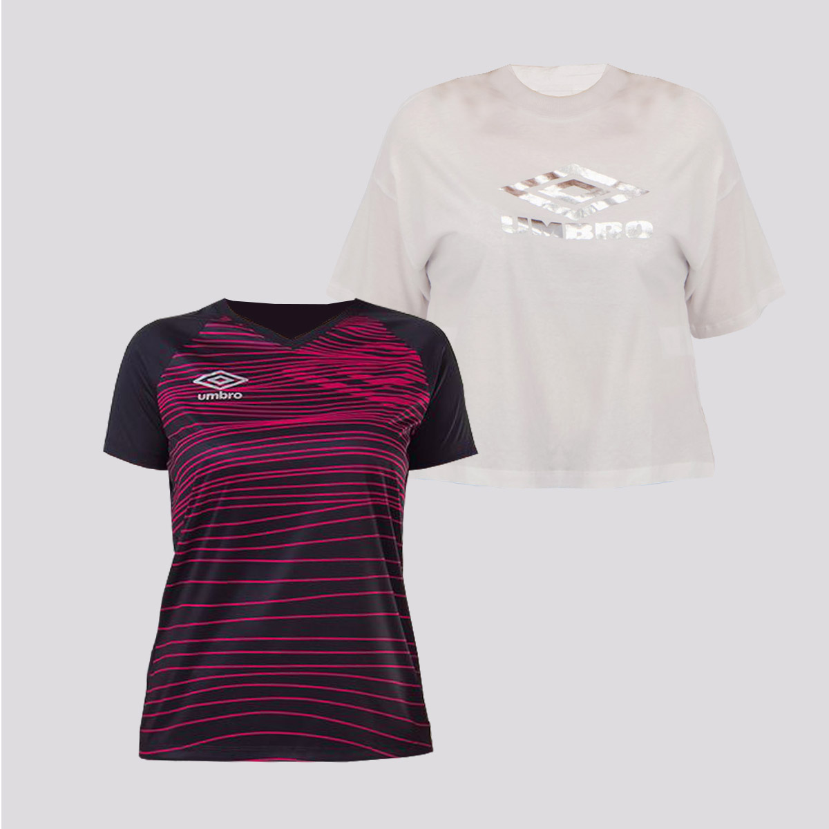 Kit Camisa + Cropped Umbro Feminino Branco e Preto