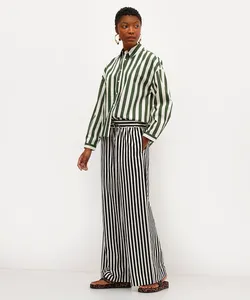 calça estilo pijama feminina de algodão listrada babi louise preta G