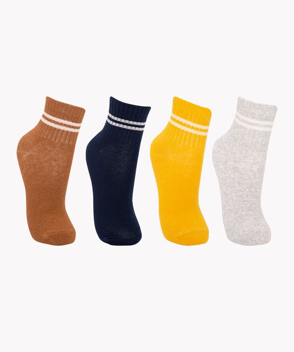 kit de 4 pares de meias infantis cano médio multicolor 30-33