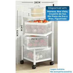 Carrinho Organizador Tao 3 Cestos Branco T-BI