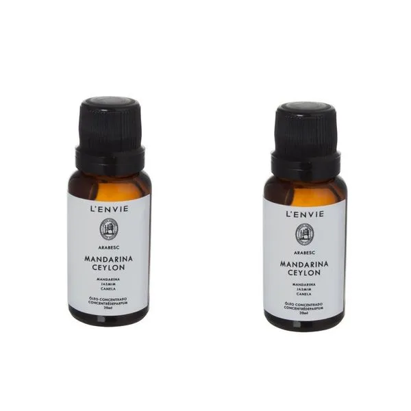 Kit 2 Óleos Concentrado Mandarina Ceylon para Aromatização de Ambientes 20ml L'envie Kit 2 Óleos Concentrado Mandarina Ceylon para Perfumar Ambientes 20ml L'envie