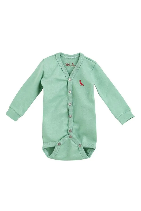 Macacao Mini Baby Aberto Ml Azul - 12-18