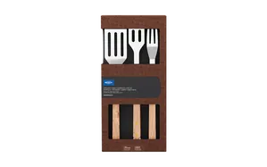 Kit para Churrasco Brinox com Espátula, Pegador e Garfo Trinchante Madeira