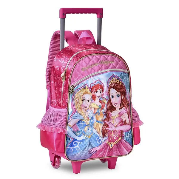 Mochila de Rodinha Infantil Princesas Mágicas Cetim Rosa Ref.PR24517K Clio Style
