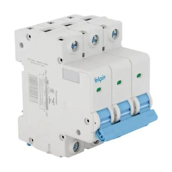 Disjuntor Tripolar 6k 3 X 40A Branco com Proteção Contra Curto-Circuito e Sobrecarga Elgin Disjuntor Tripolar 6k 3 X 40A Branco com Segurança para Instalação Elétrica Elgin