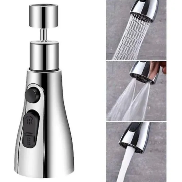Bico Arejador para Torneira 3 Modos Gira 360 graus com Economia de Água e Jato Espumoso Prata OEM Bico Arejador para Torneira 3 Modos Gira 360° com Economia de Água Prata