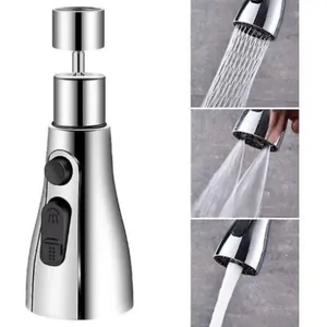 Bico Arejador para Torneira 3 Modos Gira 360 graus com Economia de Água e Jato Espumoso Prata OEM Bico Arejador para Torneira 3 Modos Gira 360° com Economia de Água Prata