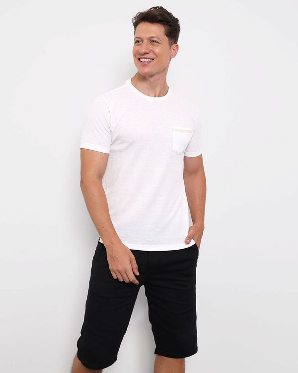 Camiseta Masculina Texturizada Bolso Frontal Manga Curta Off White GG