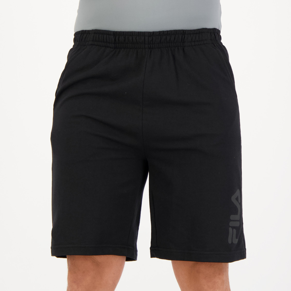 Bermuda Moletom Fila Practical Logo Preta