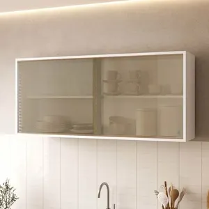 Armário Aéreo 2 Portas Reflecta de Correr 120cm Soho CabeCasa MadeiraOriginals Branco Branco